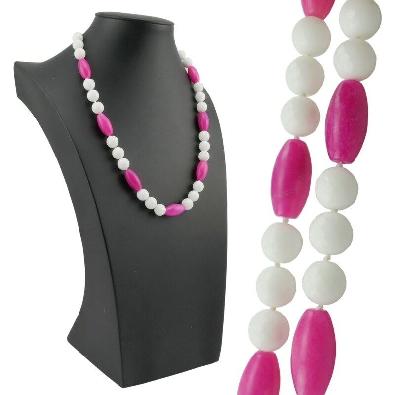 Alexis Marten Náhrdelník z polodrahokamu ružový Achát s bilem Jadeitom 66888898