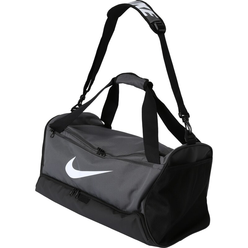 NIKE Športová taška Brasilia 9.5 sivá / čierna / biela 35229168