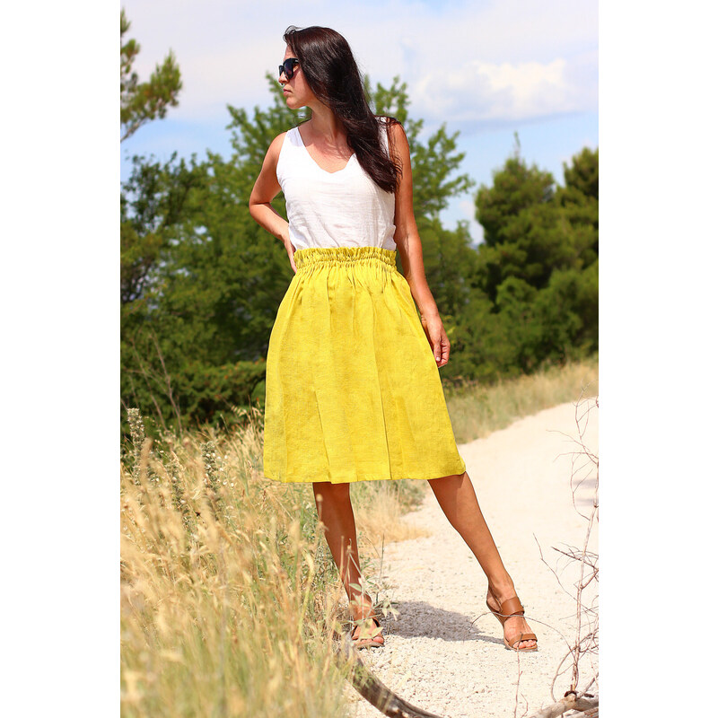 Autorská česká sukňa Lotika zo 100% lanu Premium quality 34915091