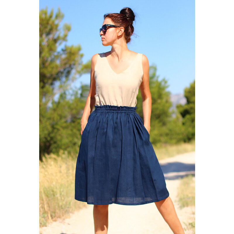 Autorská česká sukňa Lotika zo 100% lanu Premium quality 34915094