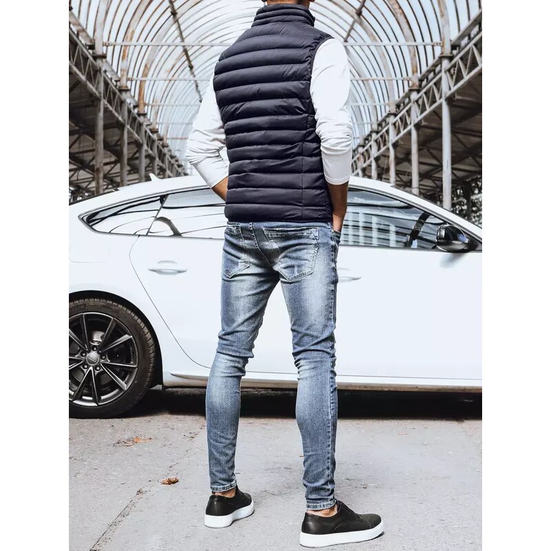 Tmavomodrá pánska prešívaná vesta Dstreet 57624804