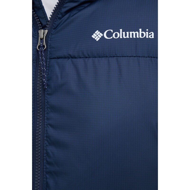 Bunda Columbia Puffect Hooded Jacket pánska, tmavomodrá farba, zimná, 2008413