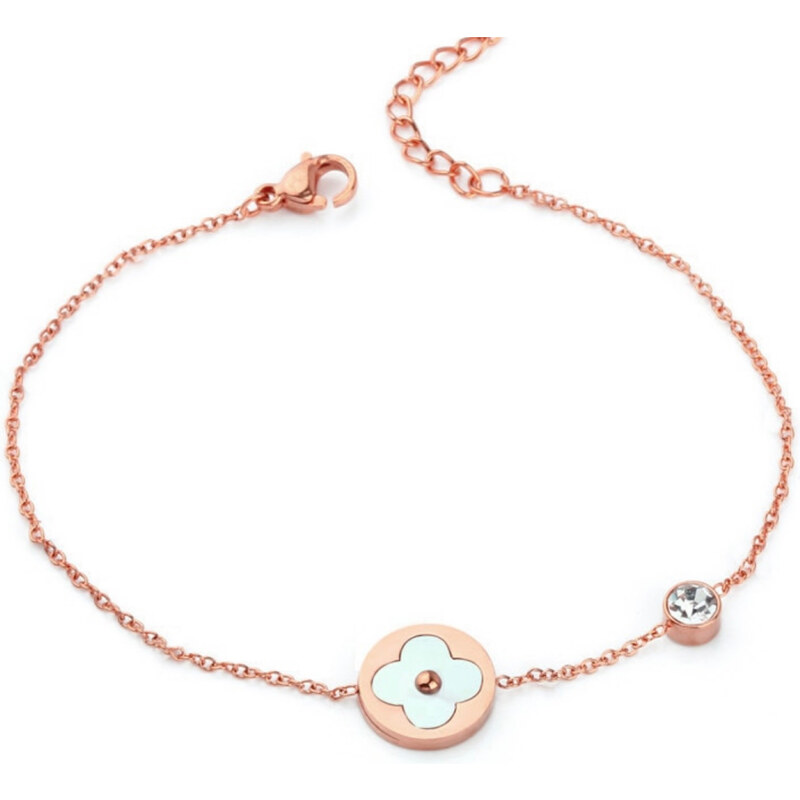 Glory Glolry Náramok štvorlístok v kruhu so zirkónom ružovozlatá 980 34962327