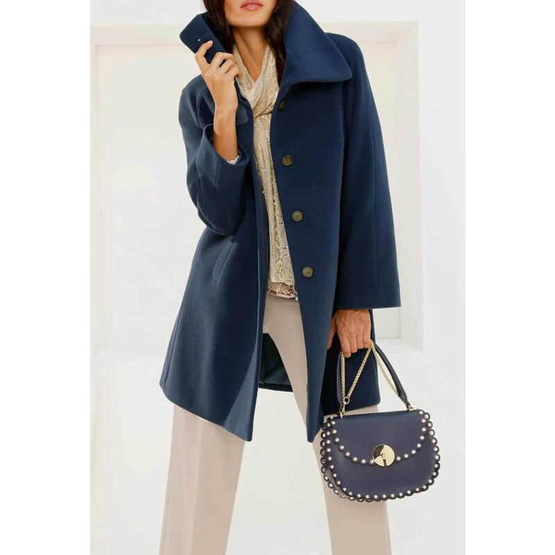 Ashley Brooke Dizajnový fleecový krátky kabát, modrý