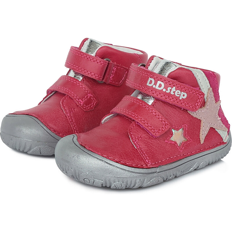D.D. step barefoot dievčenská detská celokožená obuv A073-445M Red