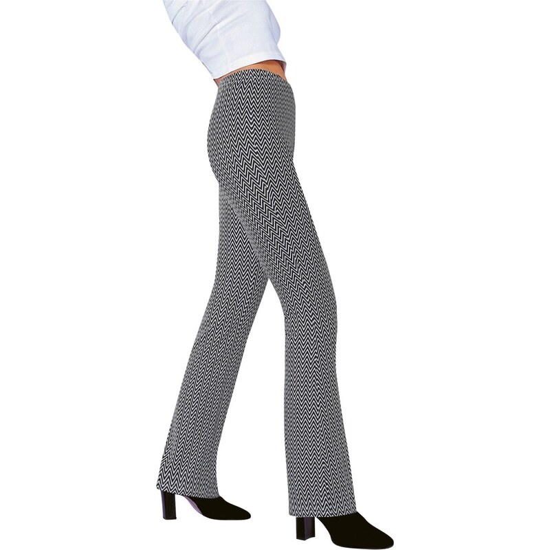 Bootcut legíny s pružným pásom a potlačou čierna/biela 040 48075959