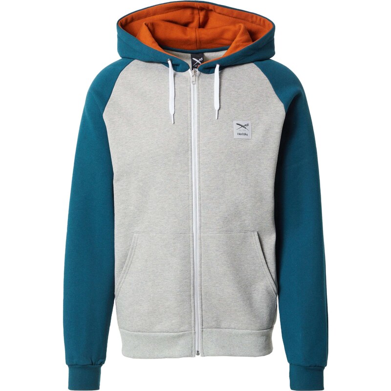 Iriedaily Tepláková bunda De College 2 svetlosivá / petrolejová / 35000286