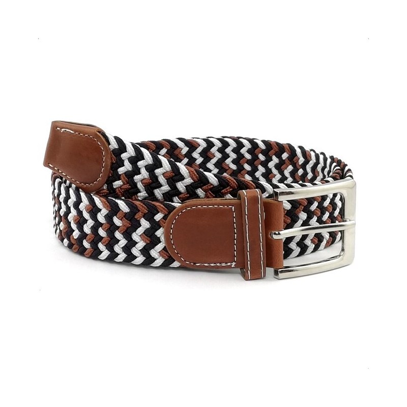 E-shop UNISEX elastický opasok BEARIL, čierno-bielo-hnedý