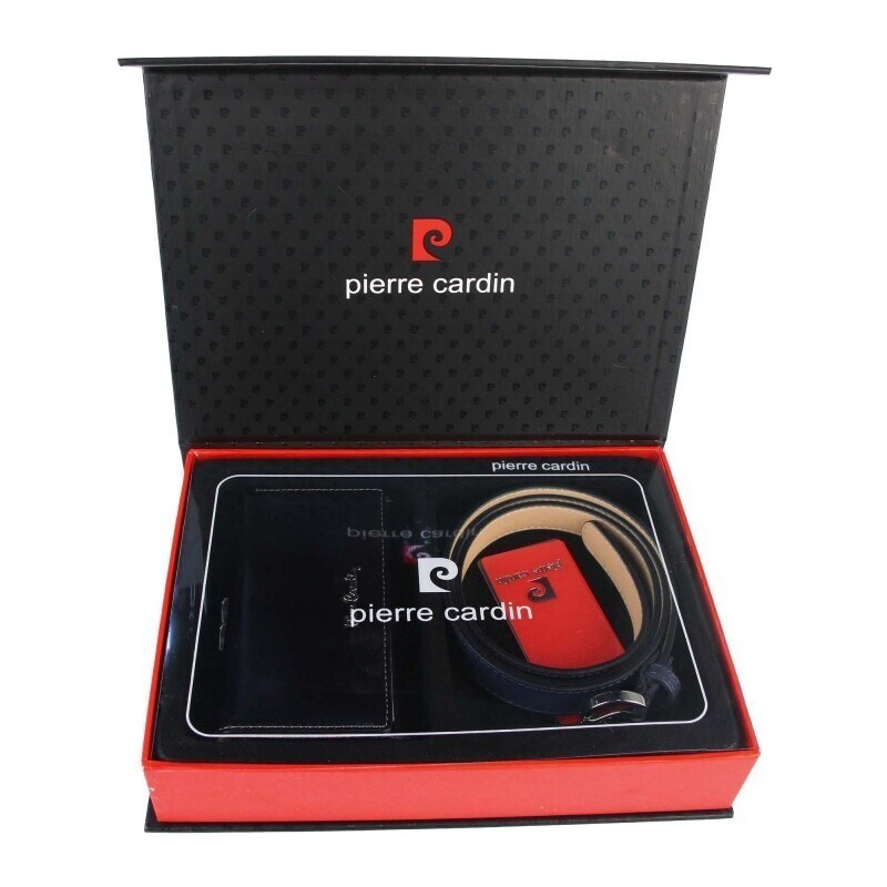 Luxusná kožená dámska darčeková sada Pierre Cardin - peňaženka + opasok ZG-W-04 tmavomodrá