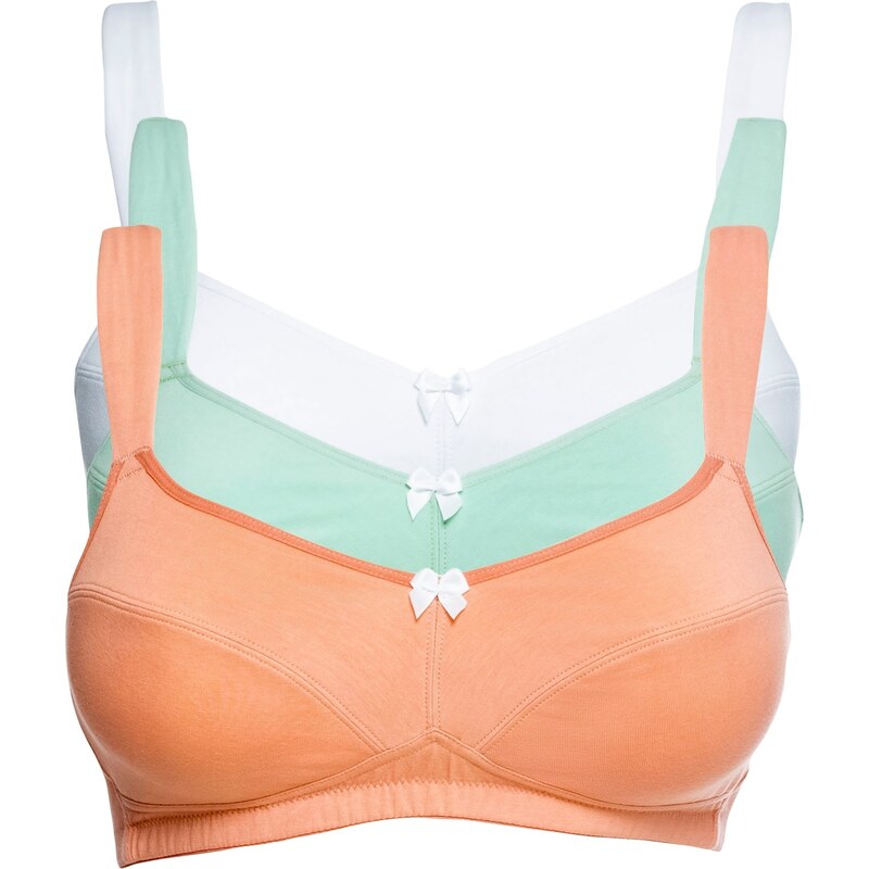 bonprix Podprsenka bez kostíc, bavlna (3 ks), farba zelená 44732905