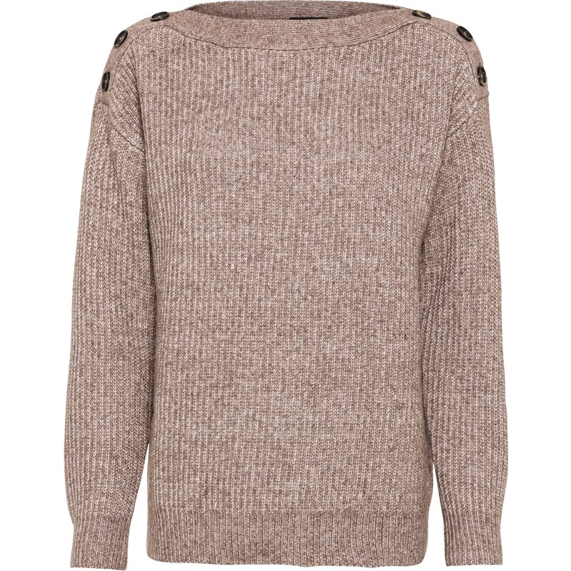 bonprix Pulóver s gombíkmi, oversized, farba hnedá 44790241
