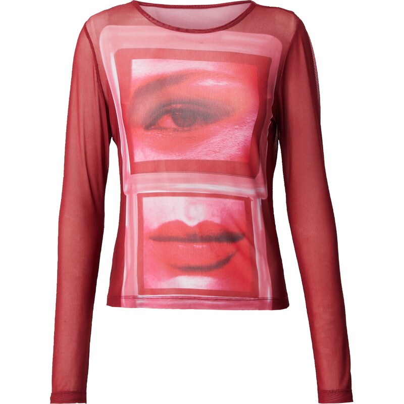 Bella x ABOUT YOU Tričko vínovo červená / biela 35949318