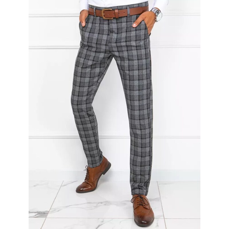 Buďchlap Tmavošedé elegantné nohavice z bavlny 49032903