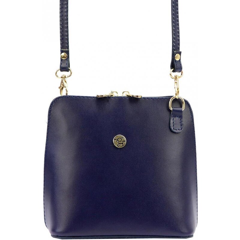 GREGORIO Kožená malá dámska crossbody kabelka tmavo modrá 35033185