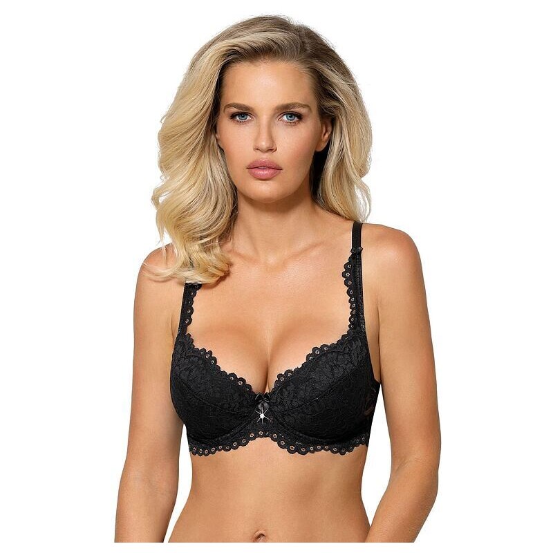 Roza Čipkovaná Push-Up podprsenka Nevia čierna 35502032