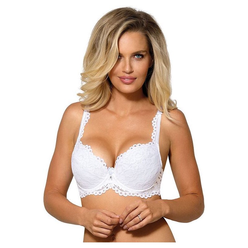 Roza Čipkovaná push-up podprsenka Nevia biela 35502033