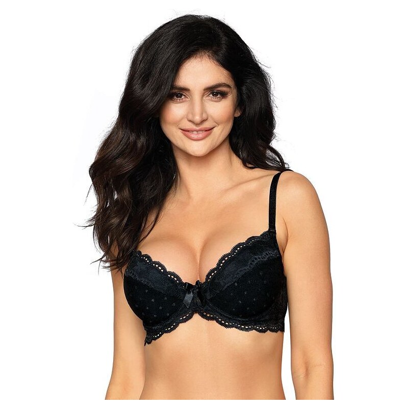 Roza Podprsenka push-up Lagerta čierna s čipkou 35502161