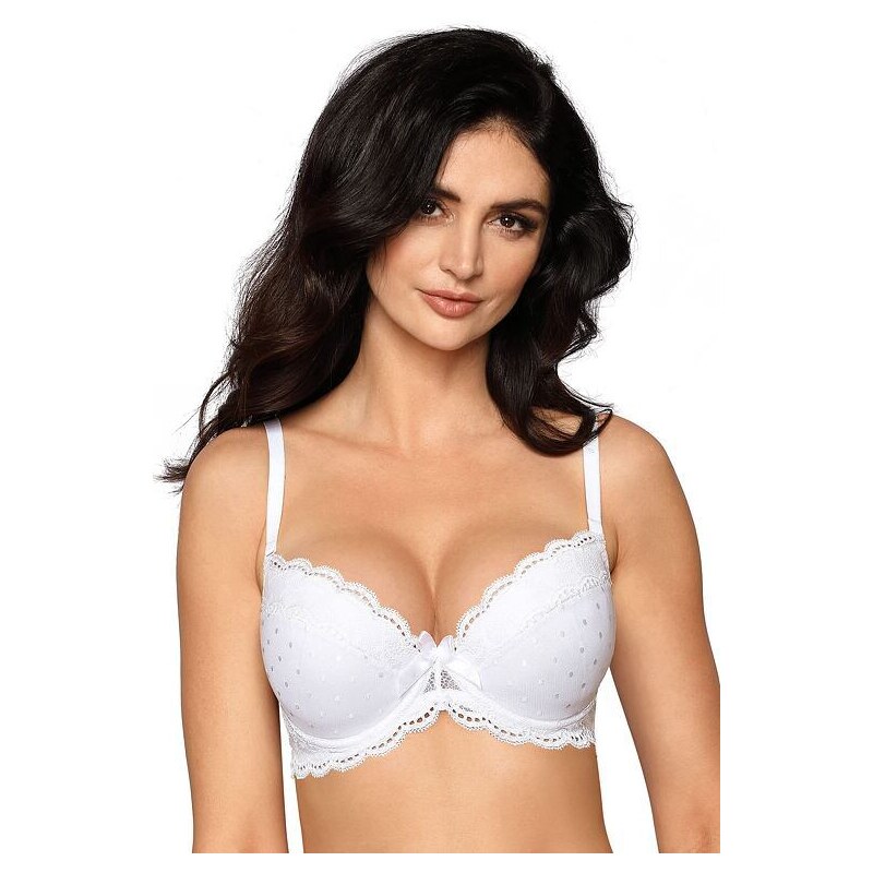Roza Podprsenka push-up Lagerta biela s čipkou 35502162