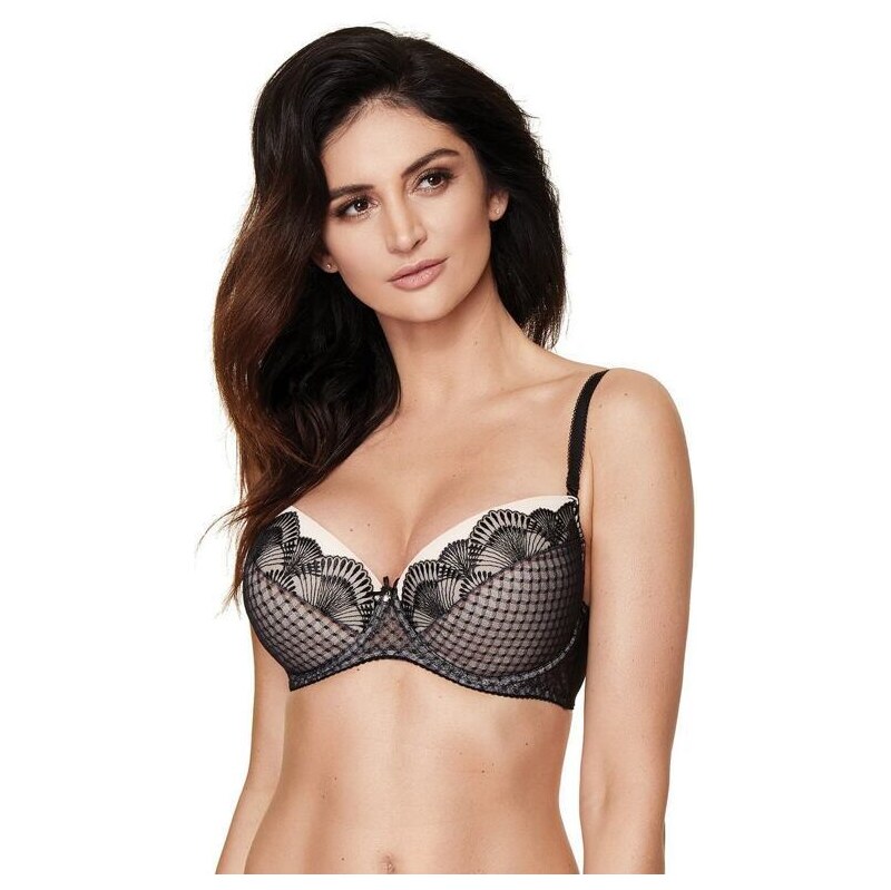 Gorteks Push-up podprsenka Dolce čierno-béžová s čipkou 35502206