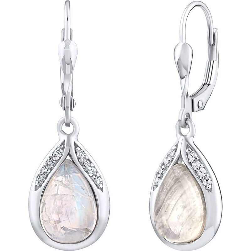 Silvego Strieborné visiace náušnice s pravým Mesačným kameňom 66588871