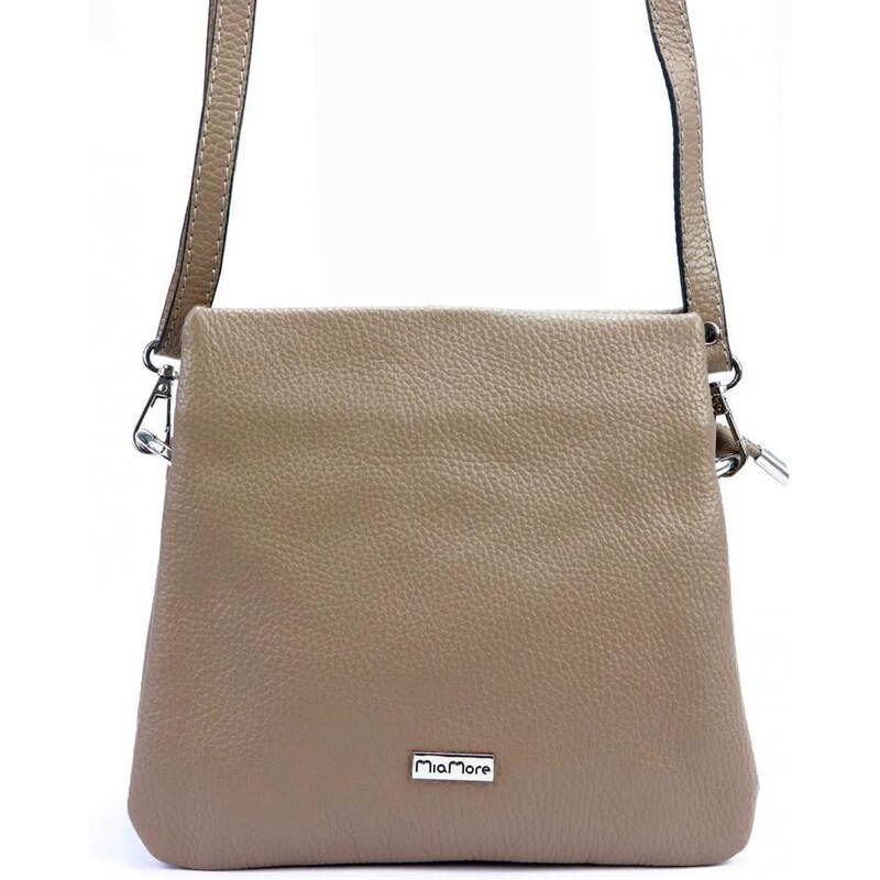 MiaMore Kožená crossbody dámska kabelka s tromi oddielmi taupe hnedá 35045528