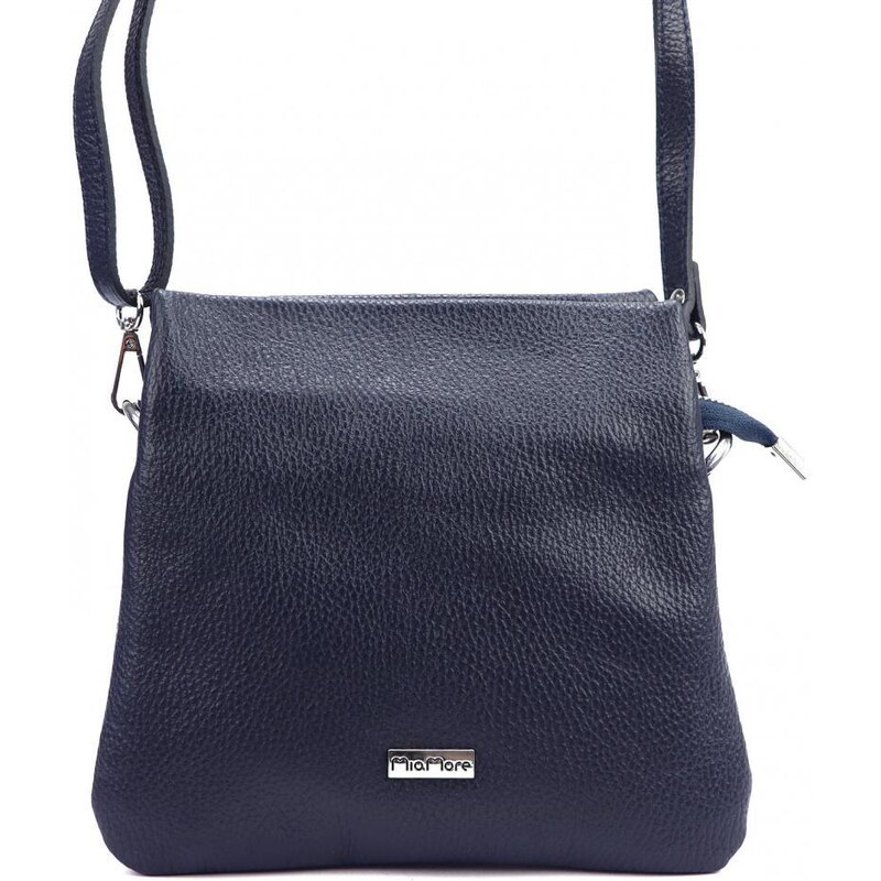 MiaMore Kožená crossbody dámska kabelka s tromi oddielmi tmavo modrá 35045529