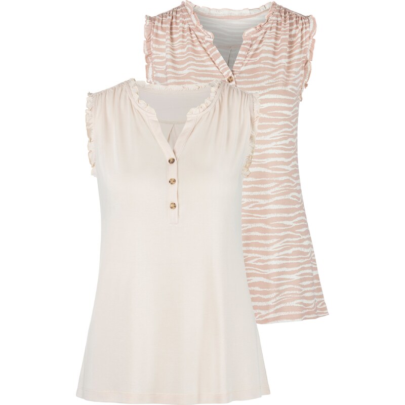 LASCANA Top béžová / biela 68414238