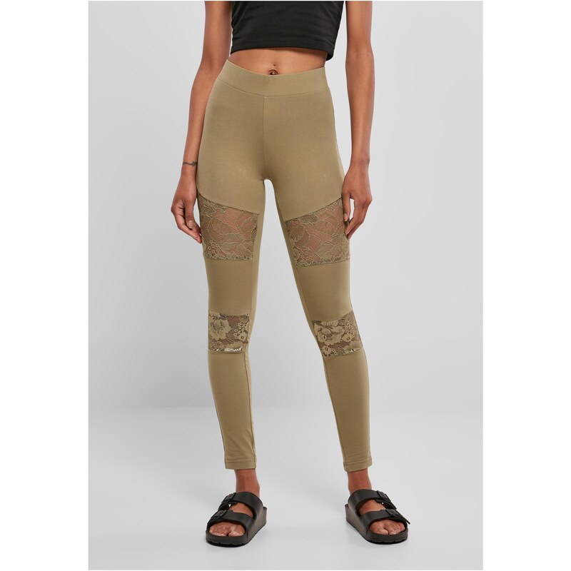Urban Classics Womens lace-up leggings in khaki color 50668121