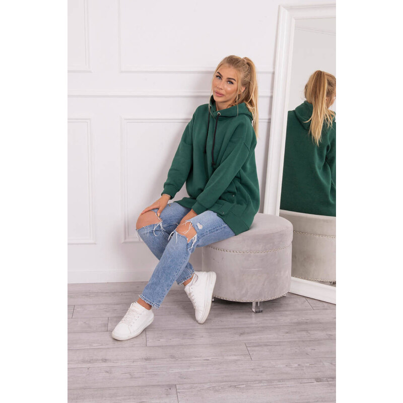 K-Fashion Zateplená mikina s patentkami tmavo zelená 44560524