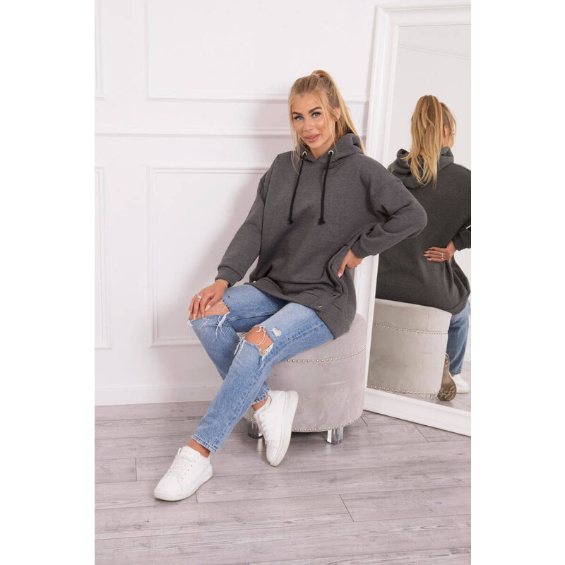 K-Fashion Zateplená mikina so zapínaním na patentky grafitová 44560527
