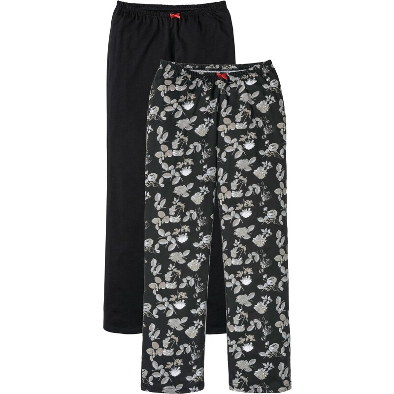 bonprix Pyžamové nohavice (2 ks) z čistej bio bavlny, farba čierna 45494466