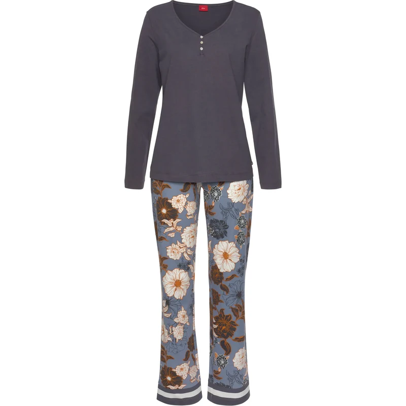 s.Oliver Pyžamo krémová / dymovo modrá / tmavomodrá / oranžová 67297748