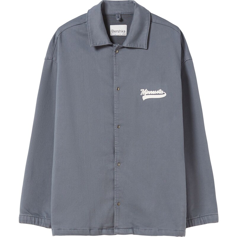 Bershka Prechodná bunda modrosivá / biela 54235475