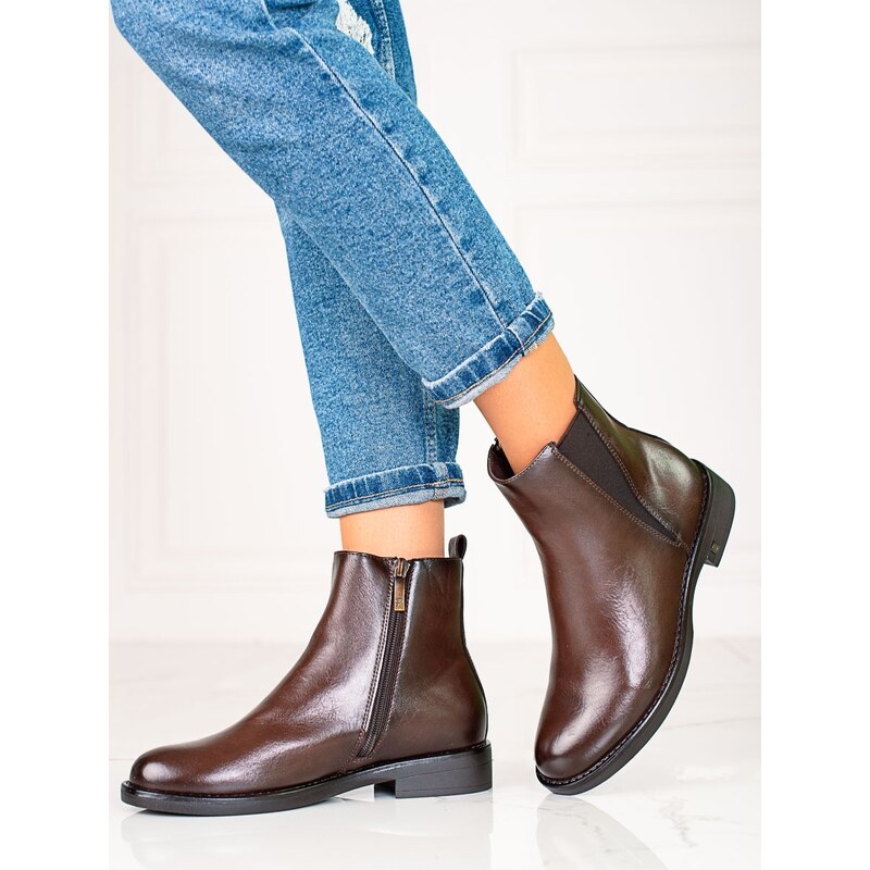 POTOCKI Exkluzívne hnedé členkové topánky dámske na plochom