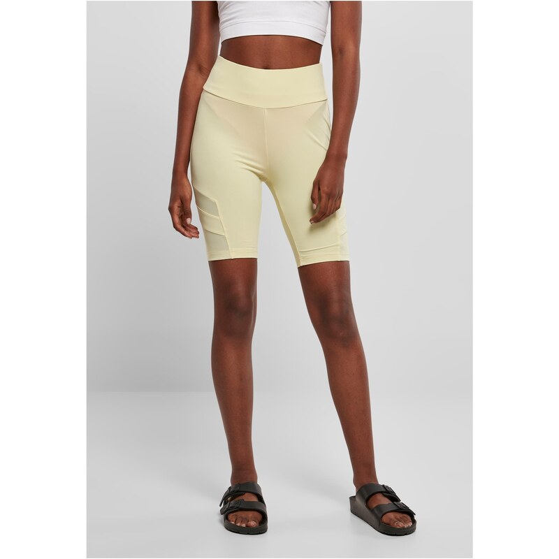 Urban Classics Womens High Waist Tech Mesh Cycle Shorts, Soft Yellow 50685177