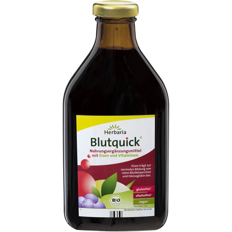 Herbaria Blutquick (Bloodquick) Organic šťava so železom a vitamínmi, bez alkoholu 250, 500 ml
