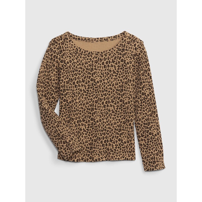 E-shop Hnedé dievčenské tričko vzor leopard GAP