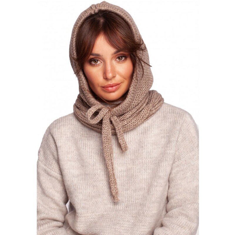 BeWear BK095 Pletená kapucňa - béžová 61741924