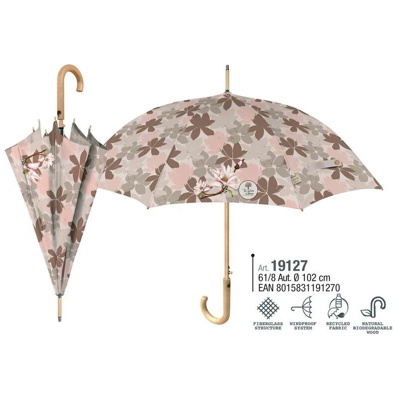 PERLETTI GREEN Dámsky automatický dáždnik ORCHIDEA, 19127