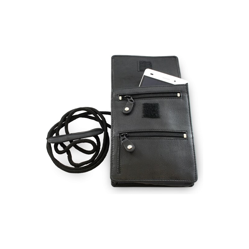 Arwel Čierne kožené puzdro na doklady s popruhom 611-6108-60 36559987