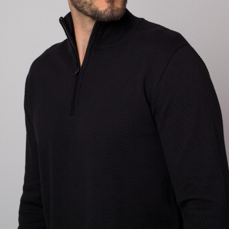Willsoor Pánsky sveter čiernej farby s jemným vzorom 13993