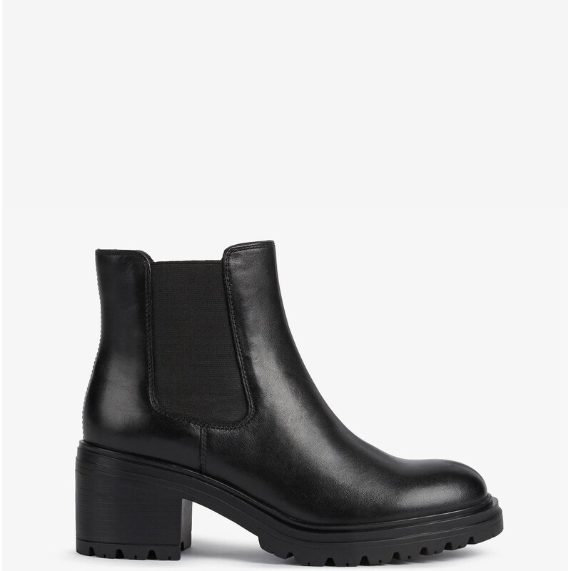 Black Womens Ankle Leather Heeled Geox Shoes - Womens 66077620