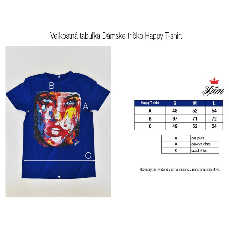 Fam Dámske tričko Happy T-shirt- Tmavomodré/ Face1