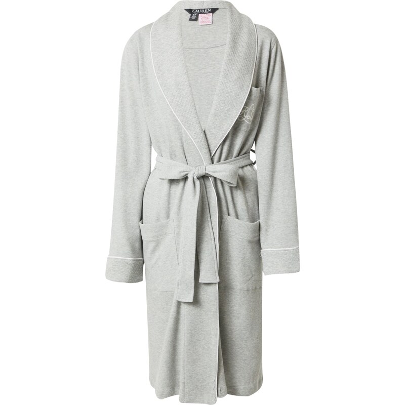 Lauren Ralph Lauren Dlhý župan sivá melírovaná / biela 35294339