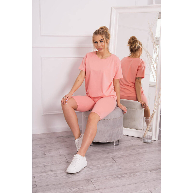 MladaModa Súprava top + krátke legíny model 9099 marhuľová 35228861