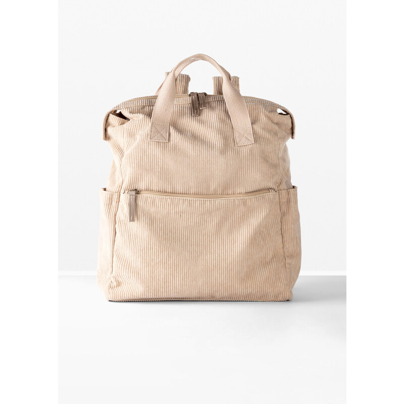 bonprix Ruksak v kordovom vzhľade, farba béžová 44925601