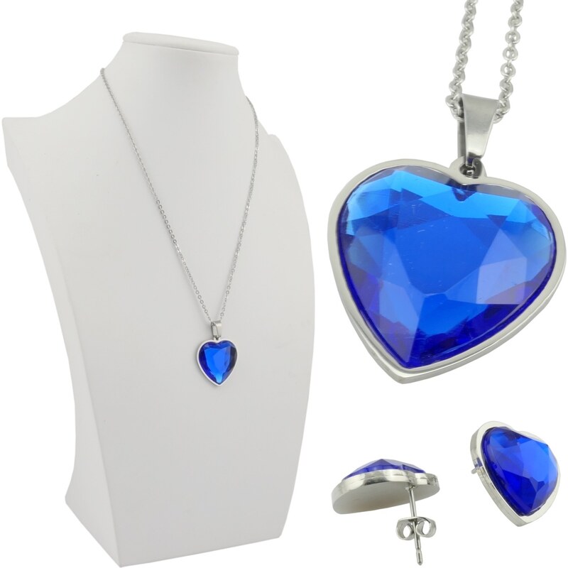 CITY STORM Dámsky set retiazka s náušnicami modré srdiečko - Bailee 66888838