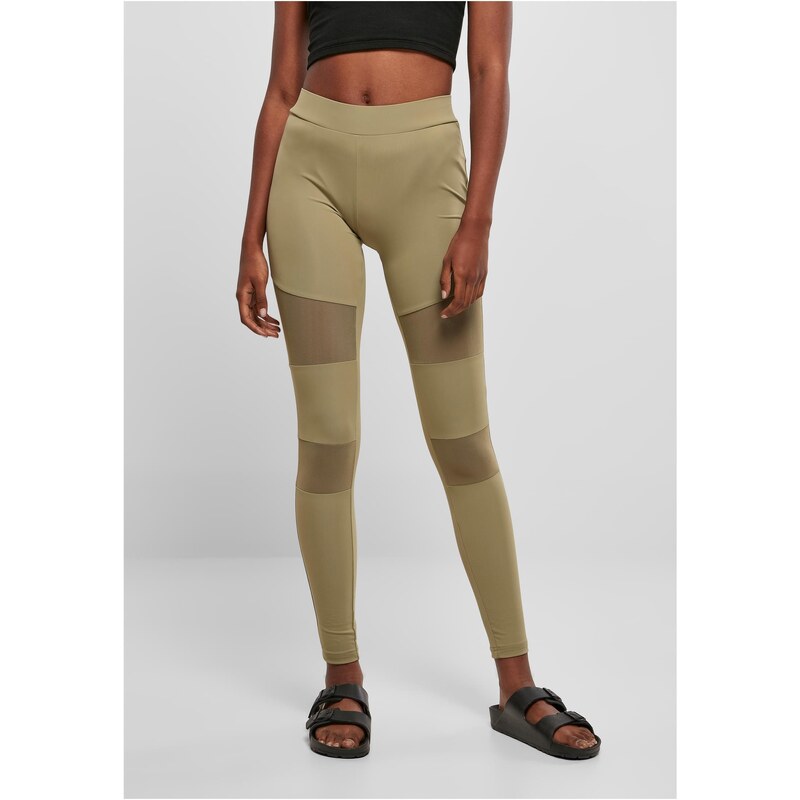 Urban Classics Womens Tech Mesh Leggings in khaki 50685372
