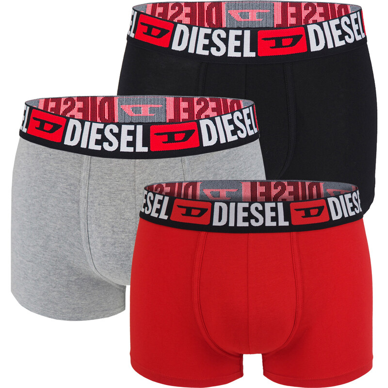 DIESEL - pánske boxerky 3PACK cotton stretch black, red, gray - 35250609