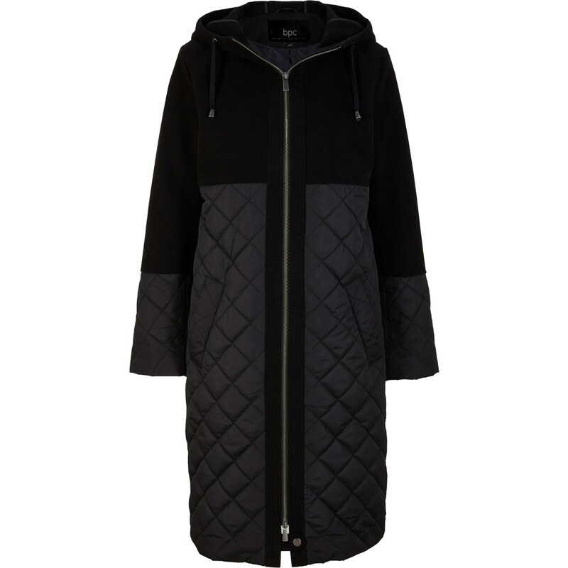 bonprix Kabát z mixu materiálov, farba čierna 45350729